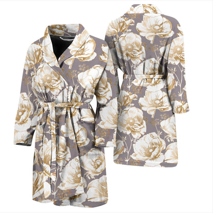 Anemone Pattern Print Design AM05 Men Bathrobe