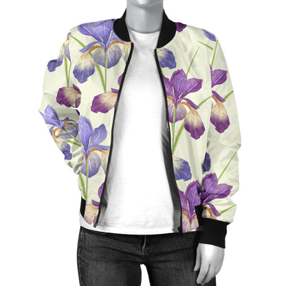 Iris Pattern Print Design IR08 Women Bomber Jacket