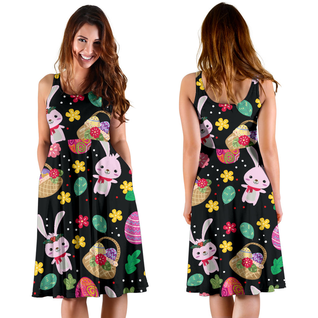 Easter Eggs Pattern Print Design RB05 Midi Dress