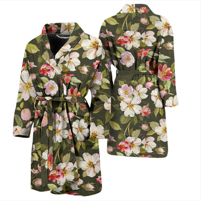 Apple Blossom Pattern Print Design AB01 Men Bathrobe