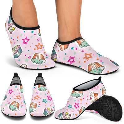 Cupcake Pattern Print Design CP03 Aqua Water Shoes