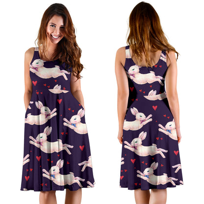 Rabbit Pattern Print Design RB016 Midi Dress