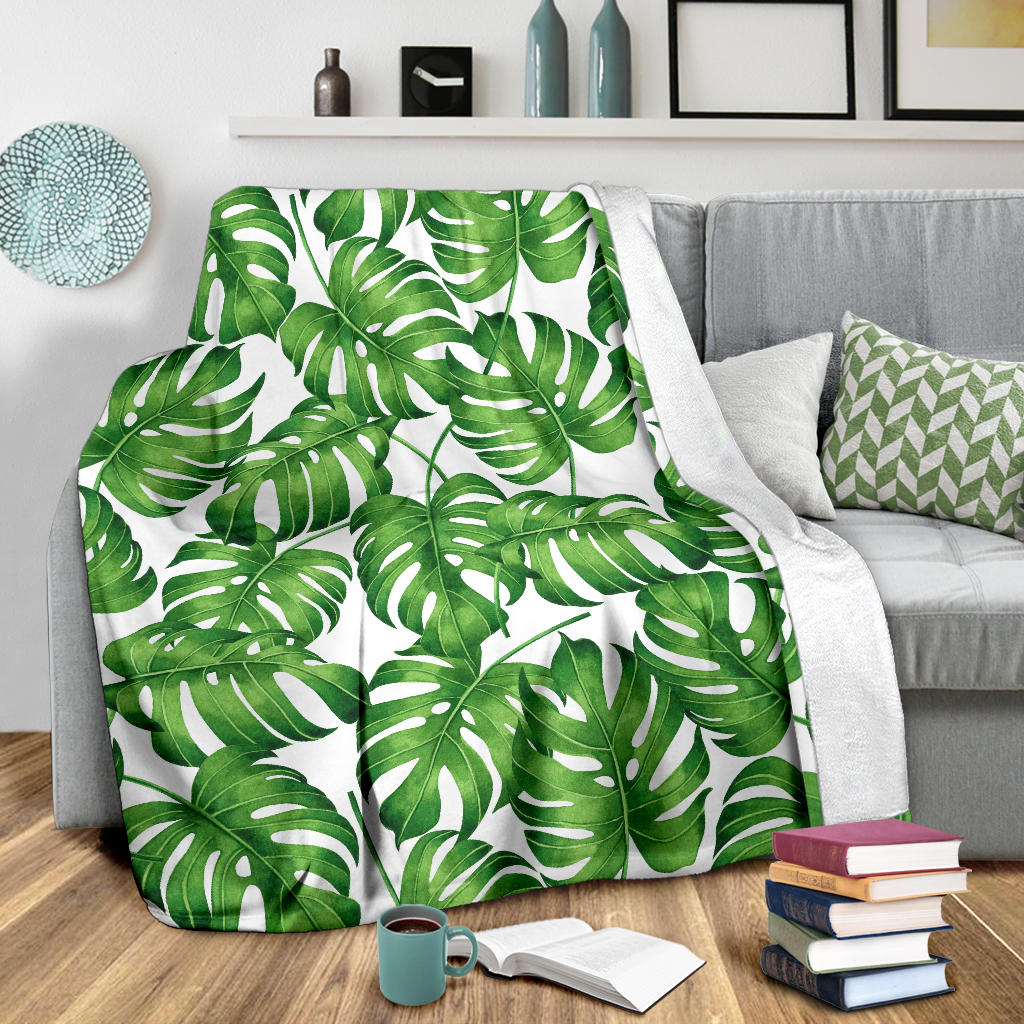 Palm Leaves Pattern Print Design PL08 Fleece Blanket