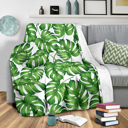 Palm Leaves Pattern Print Design PL08 Fleece Blanket