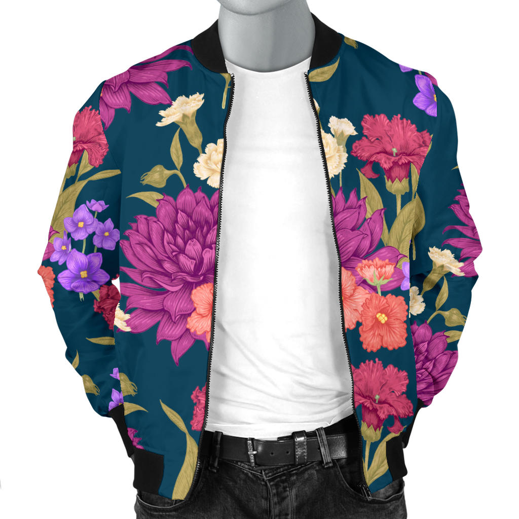 Dahlia Pattern Print Design DH01 Men Bomber Jacket