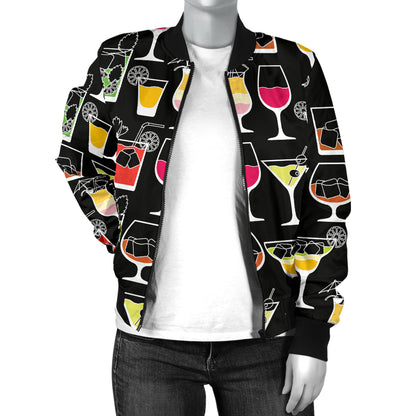 Cocktail Pattern Print Design 01 Women's Bomber Jacket