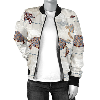 Sea Turtle Pattern Print Design T07 Women Bomber Jacket