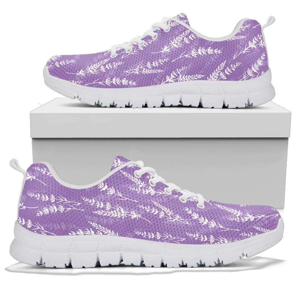 Lavender Pattern Print Design LV08 Sneakers White Bottom Shoes