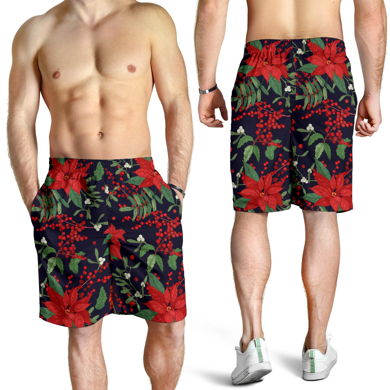 Poinsettia Pattern Print Design POT02 Mens Shorts