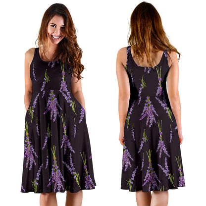 Lavender Pattern Print Design LV05 Midi Dress