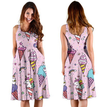 Ice Cream Pattern Print Design IC05 Midi Dress