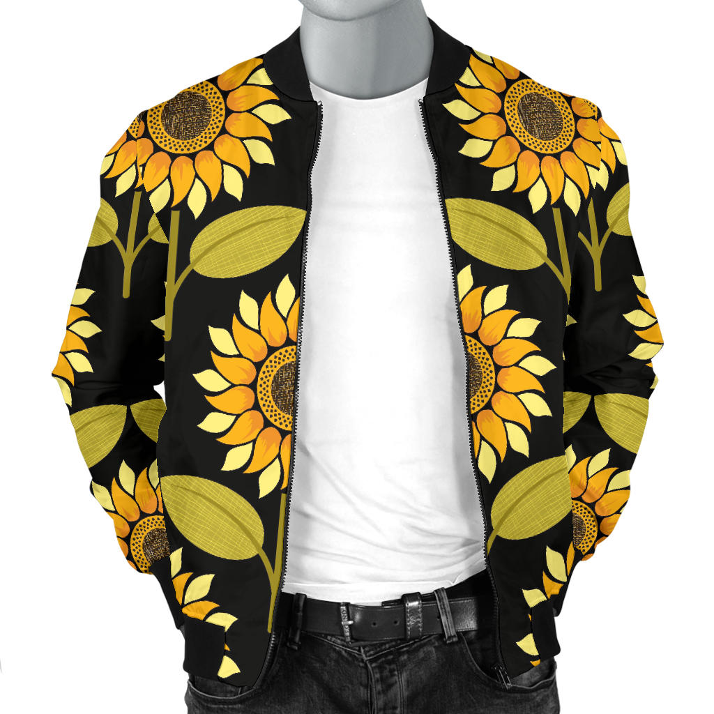 Sunflower Pattern Print Design SF015 Men Bomber Jacket