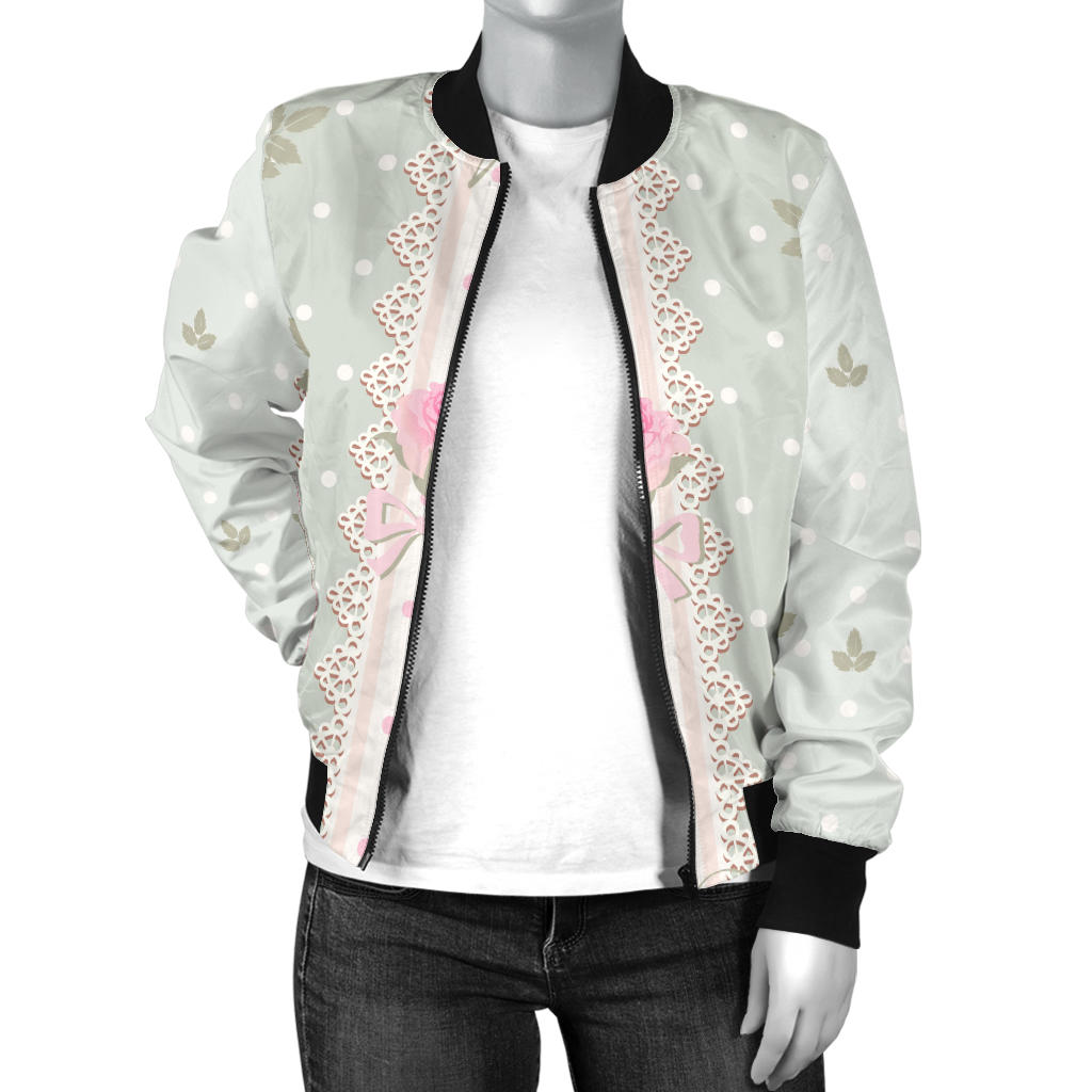 Rose Pattern Print Design RO016 Women Bomber Jacket
