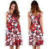 Red Hibiscus Pattern Print Design HB01 Midi Dress