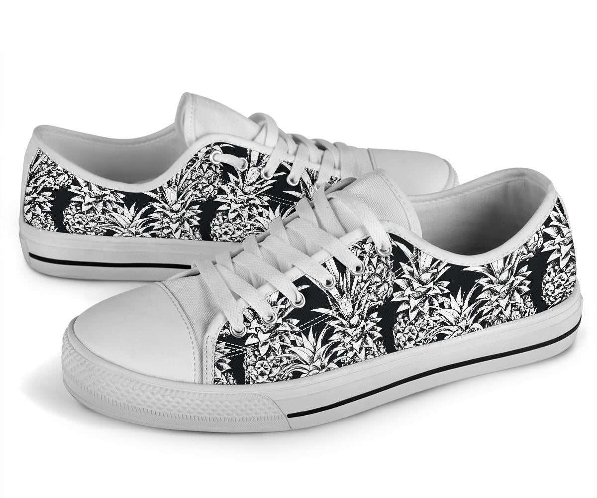 Pineapple Pattern Print Design PP08 White Bottom Low Top Shoes