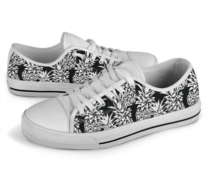 Pineapple Pattern Print Design PP08 White Bottom Low Top Shoes