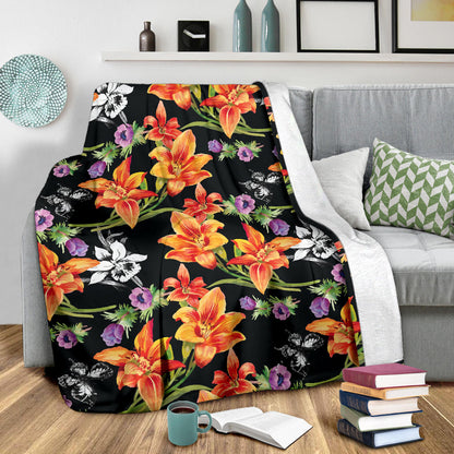 Tropical Flower Pattern Print Design TF02 Fleece Blanket