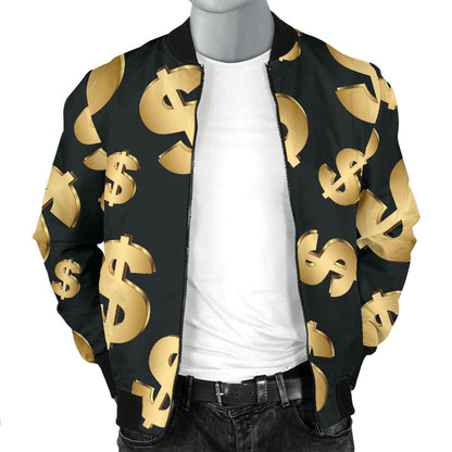 Dollar Pattern Print Design DO04 Men Bomber Jacket
