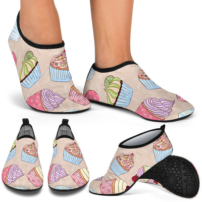 Cupcake Pattern Print Design CP06 Aqua Water Shoes