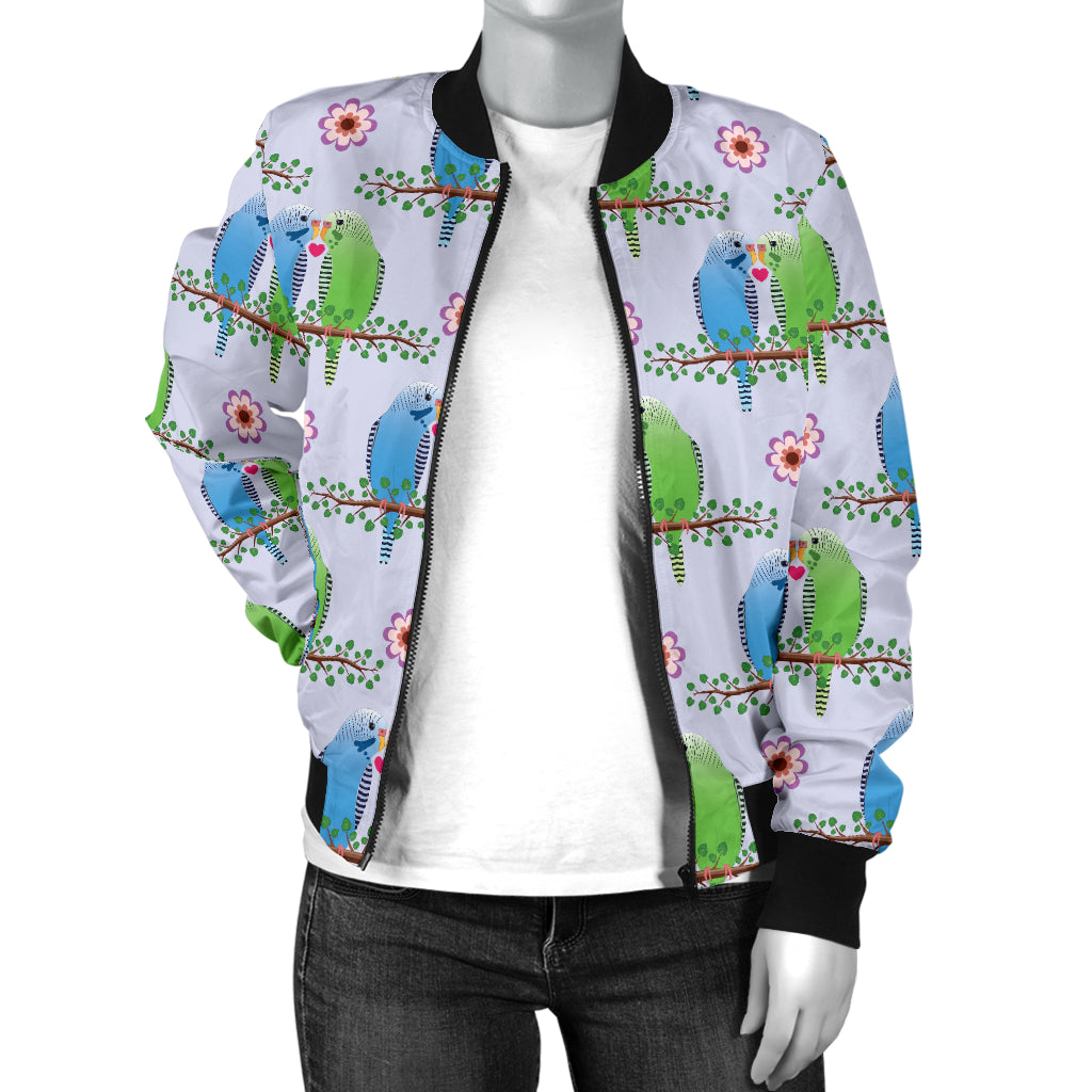 Budgerigar Pattern Print Design 05 Women's Bomber Jacket