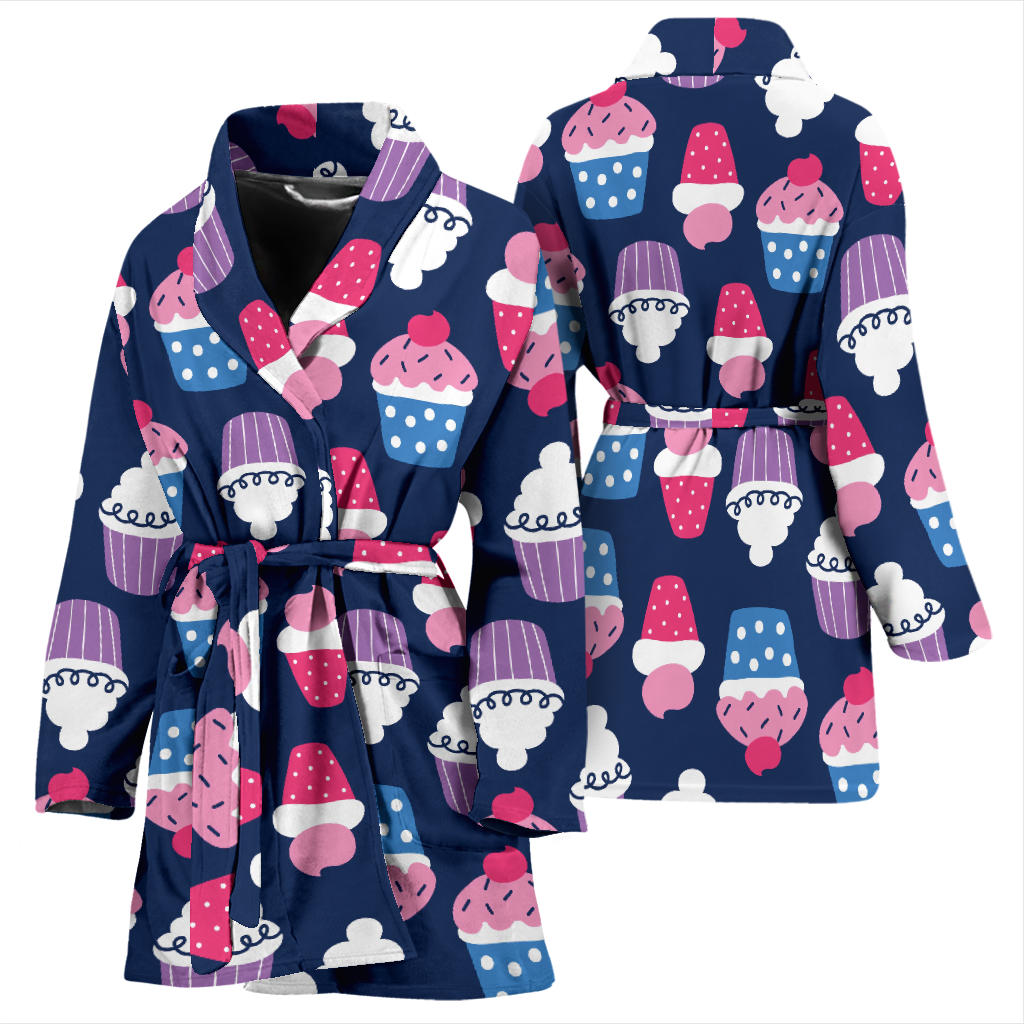 Cupcake Pattern Print Design CP04 Women Bathrobe