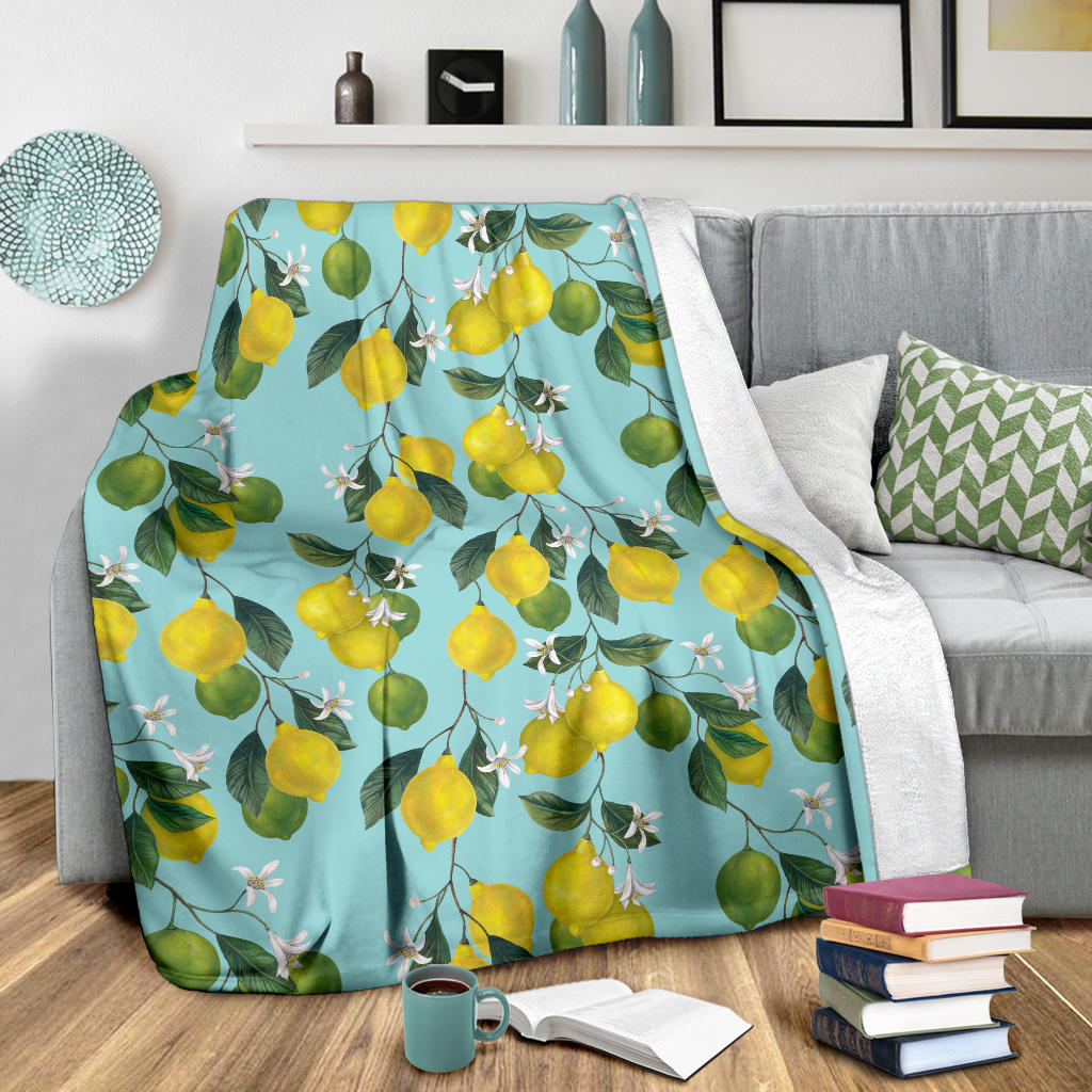 Lemon Pattern Print Design LM05 Fleece Blanket