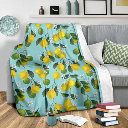 Lemon Pattern Print Design LM05 Fleece Blanket