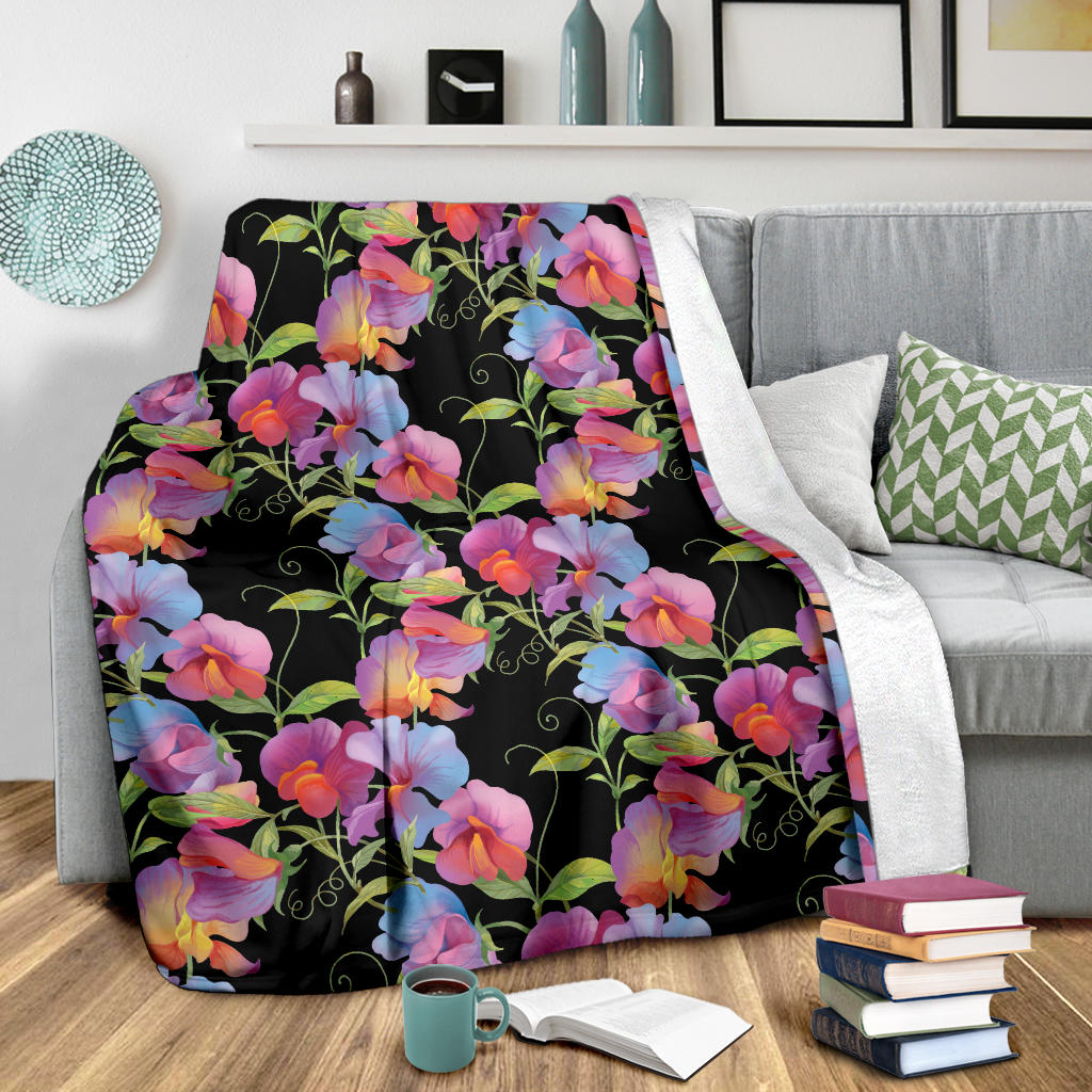 Peony Pattern Print Design PE012 Fleece Blanket