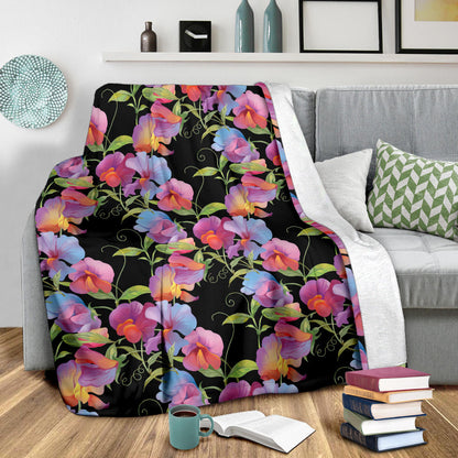 Peony Pattern Print Design PE012 Fleece Blanket
