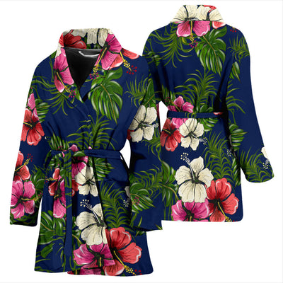 Hibiscus Pattern Print Design HB028 Women Bathrobe