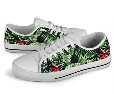 Bird Of Paradise Pattern Print Design BOP05 White Bottom Low Top Shoes