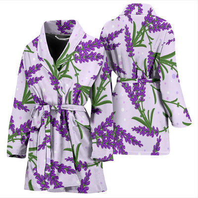 Lavender Pattern Print Design LV02 Women Bathrobe