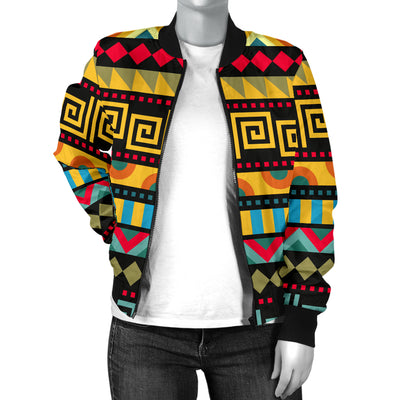 African Pattern Print Design 03 Women's Bomber Jacket