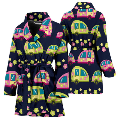 Camper Cute Camping Design No 3 Print Women Bathrobe