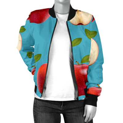 Apple Pattern Print Design AP012 Women Bomber Jacket