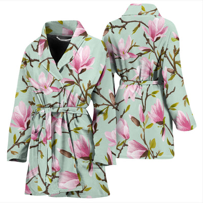 Magnolia Pattern Print Design MAG04 Women Bathrobe