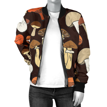 Mushroom Pattern Print Design A05 Women's Bomber Jacket
