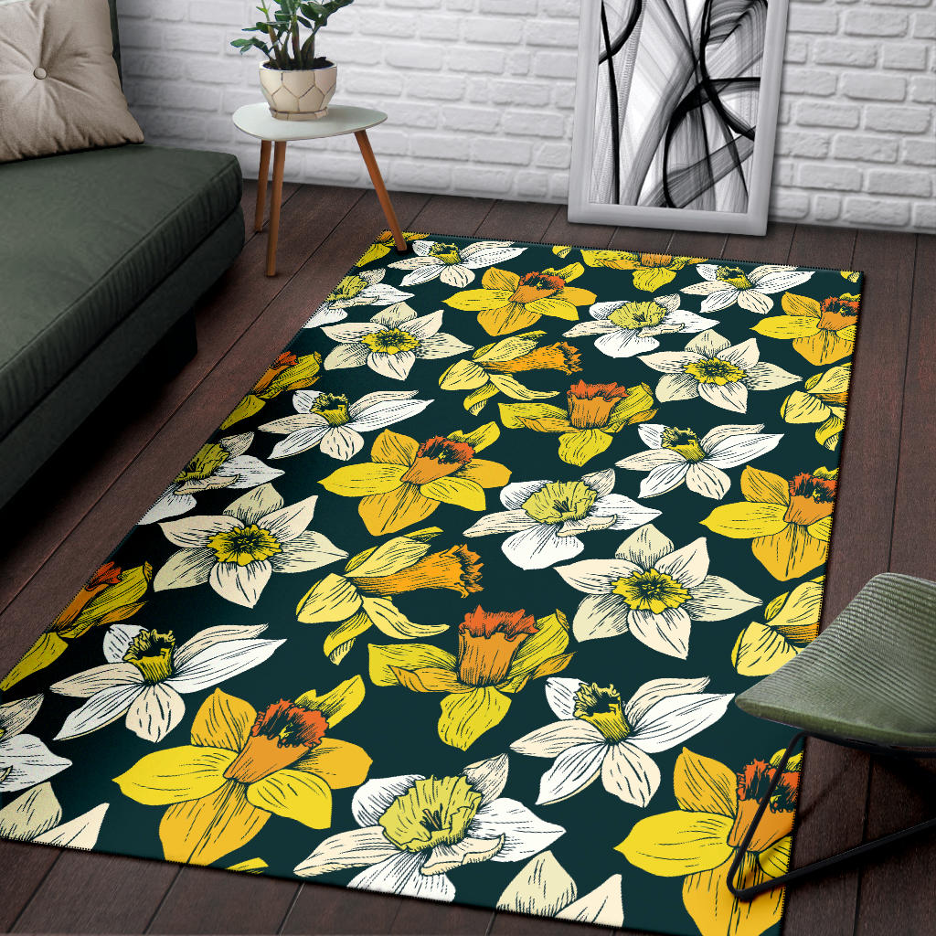 Daffodils Pattern Print Design DF02 Area Rugs