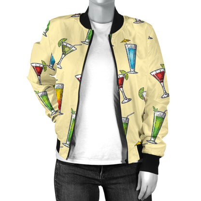 Cocktail Pattern Print Design 02 Women's Bomber Jacket
