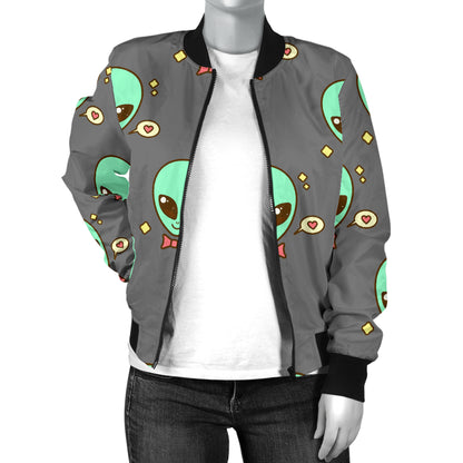 Alien Pattern Print Design 02 Women's Bomber Jacket
