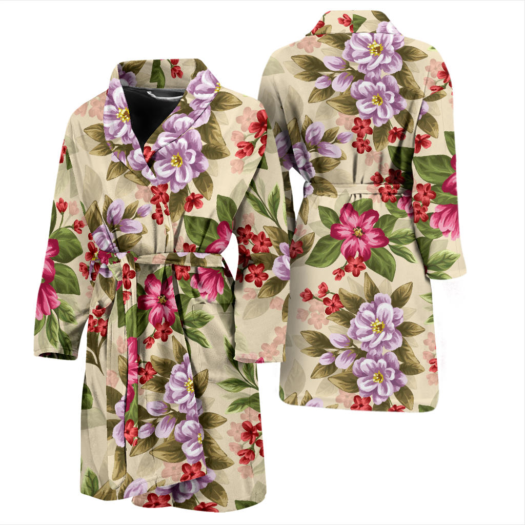 Summer Floral Pattern Print Design SF08 Men Bathrobe