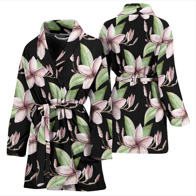 Plumeria Pattern Print Design PM02 Women Bathrobe