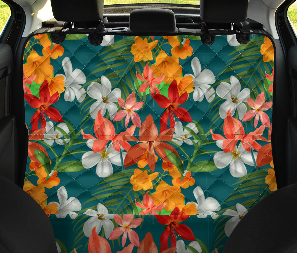 Amaryllis Pattern Print Design AL06 Rear Dog  Seat Cover
