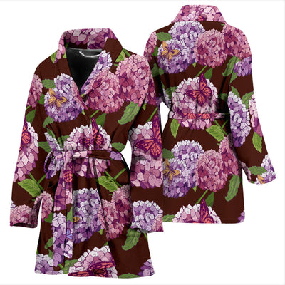 Hydrangea Pattern Print Design HD08 Women Bathrobe