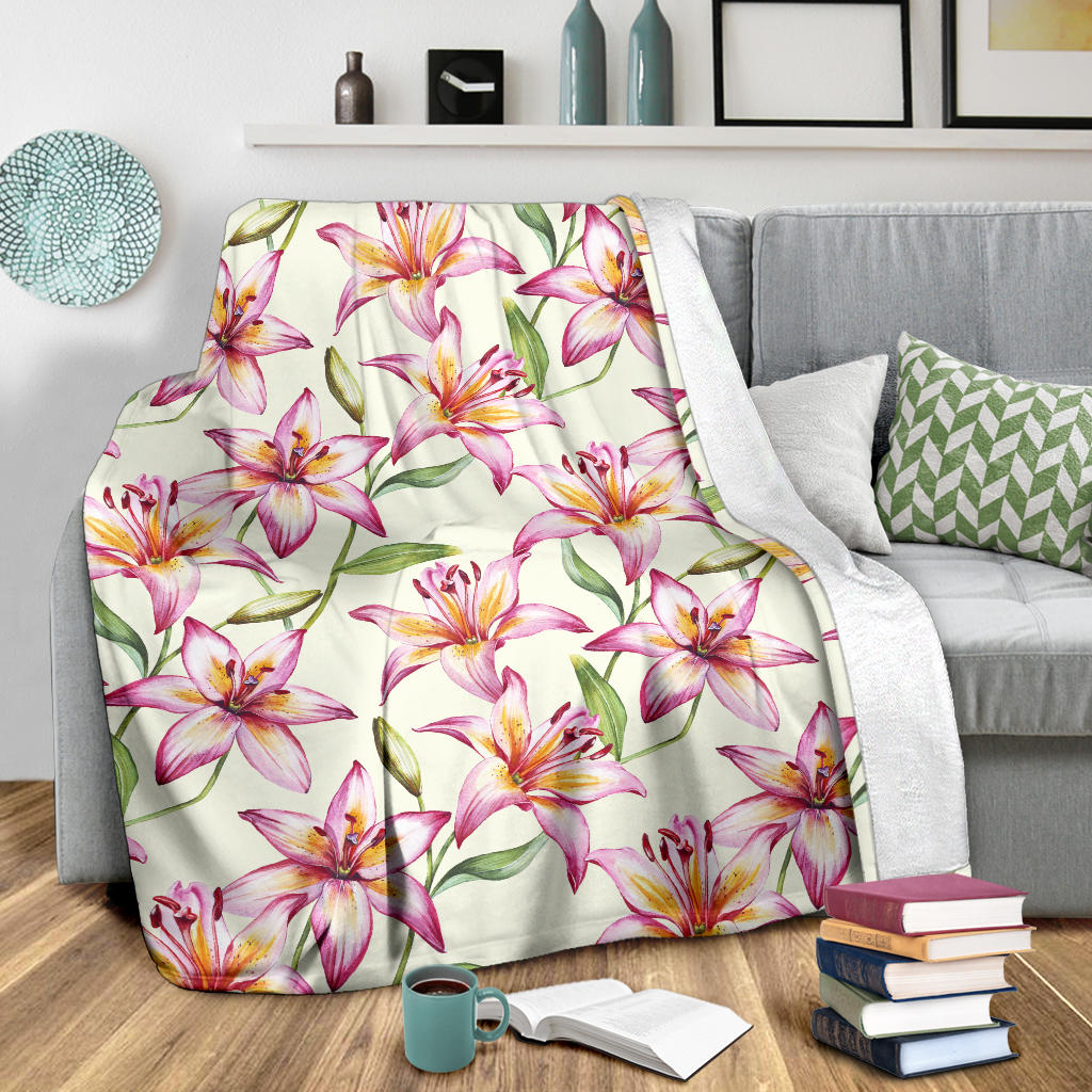 Lily Pattern Print Design LY011 Fleece Blanket