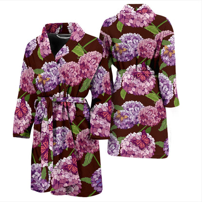 Hydrangea Pattern Print Design HD08 Men Bathrobe