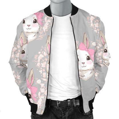 Rabbit Pattern Print Design RB07 Men Bomber Jacket