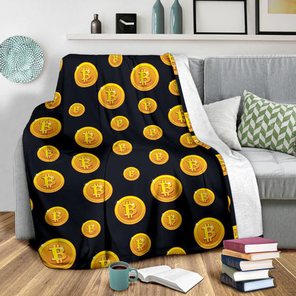 Bitcoin Pattern Print Design DO04 Fleece Blanket