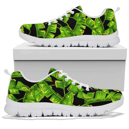 Banana Leaf Pattern Print Design BL06 Sneakers White Bottom Shoes