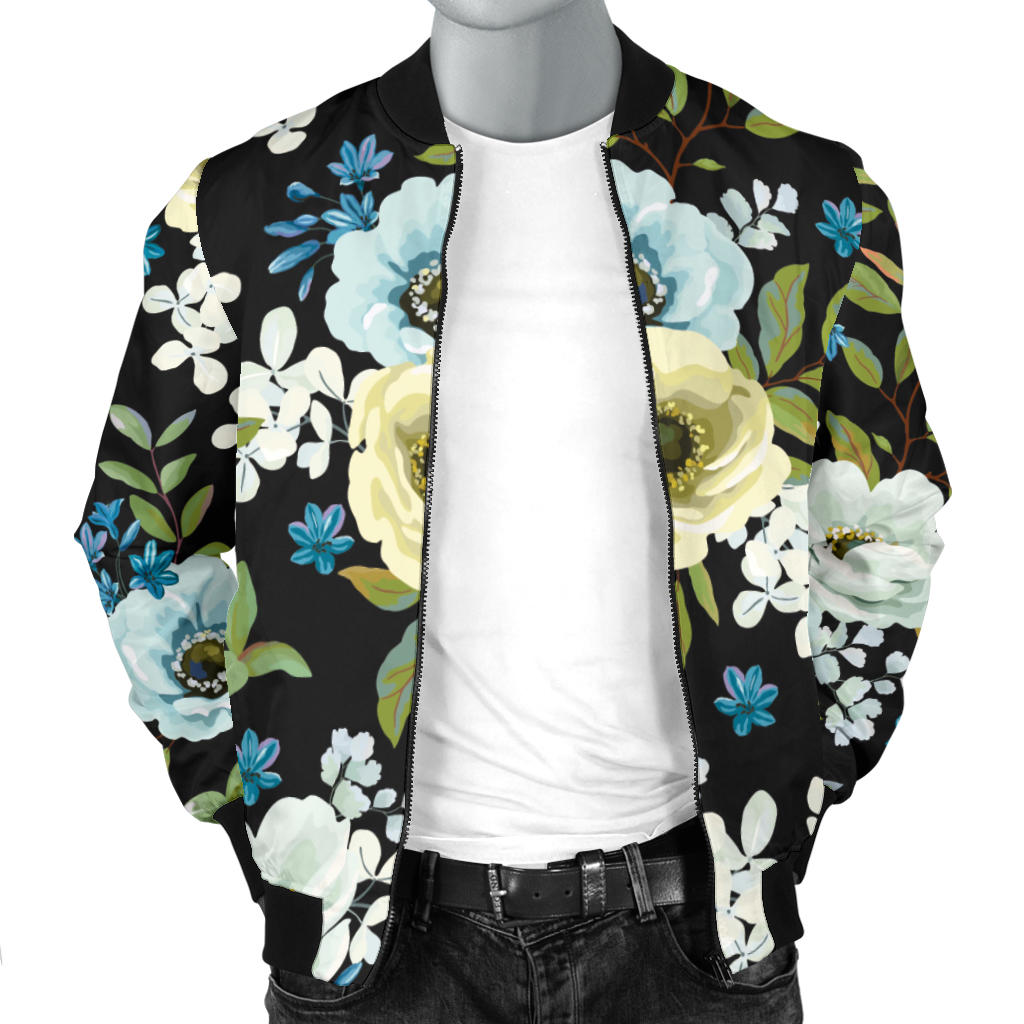 Anemone Pattern Print Design AM03 Men Bomber Jacket